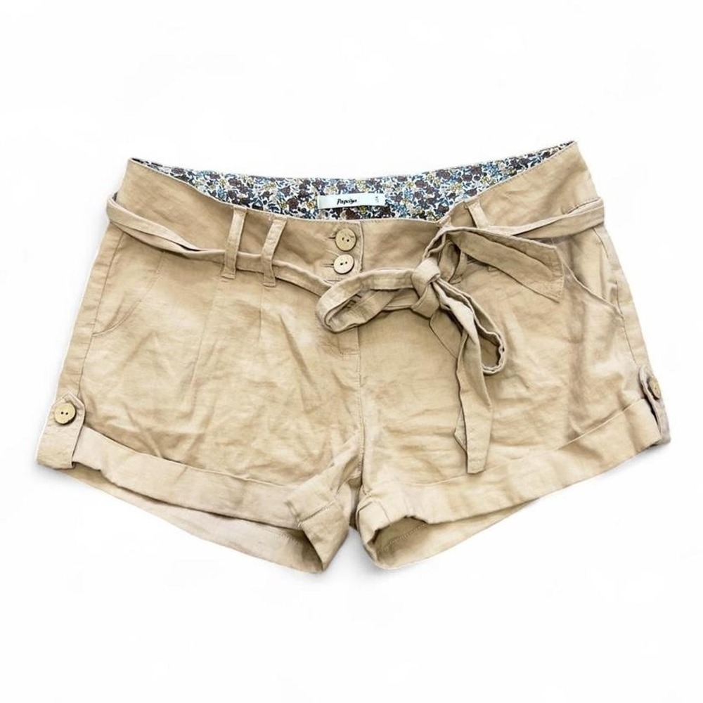 Papaya Linen Blend Shorts w/ Tie Belt Size M Boho Cottagecore Y2K
